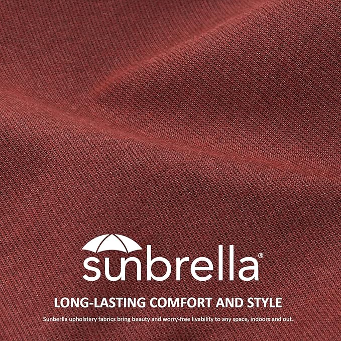 Unimatta Sunbrella Square Corner Seat Cushions, 18.5" x 16" x 3", Set of 4, Indoor Outdoor Water Repellent Universal Chair Pads with Ties for Patio Furniture, Garden Dining Chairs, Spectrum Brick