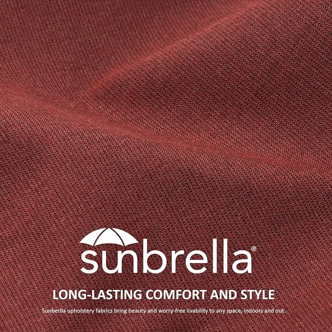 Unimatta Sunbrella Round Corner Seat Cushions, 17" x 16" x 2", Set of 4, Indoor Outdoor Water Repellent Universal Chair Pads with Ties for Patio Furniture, Garden Dining Chairs, Spectrum Brick