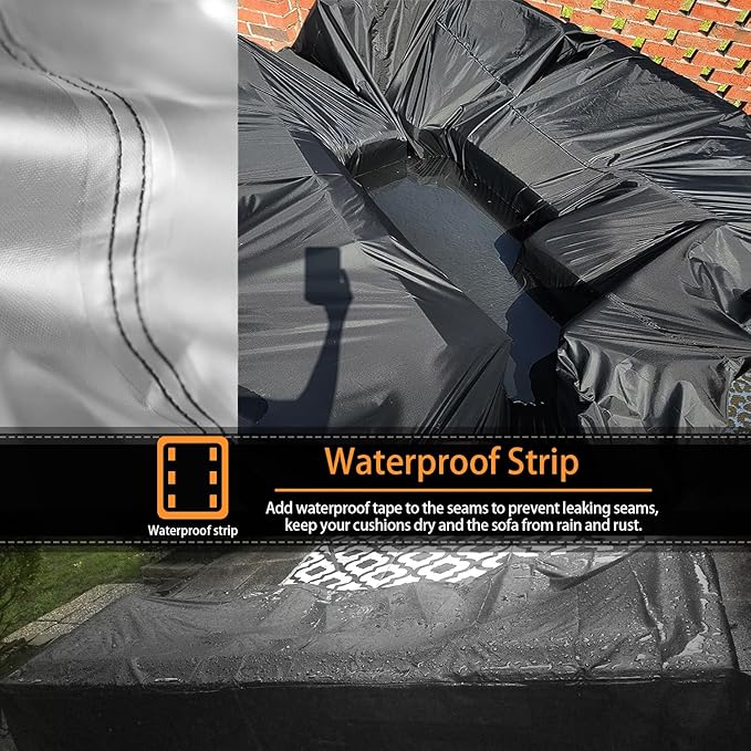 Heavy Duty Patio Furniture Cover - All-Weather Protection, Perfect Fit, Durable Tear-Resistant, Windproof Stay-in-Place, Easy Install for Outdoor Sectional/Table Chair Sets 128"x83"x28"