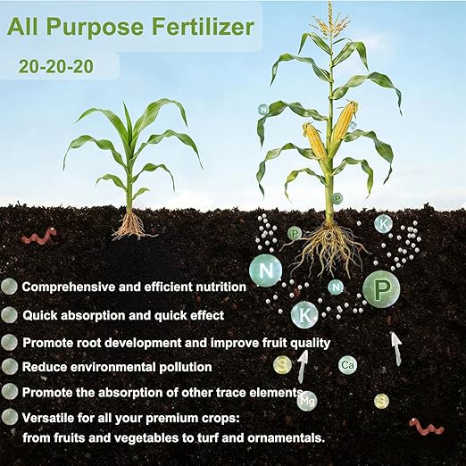 All Purpose Fertilizer, 20-20-20 Indoor Plant Fertilizer, Plant Food for Houseplants, Boost Stem & Leaf Growth, Improves Root Health, Promote Large Flower Blooming & Fruit Growth（6LB）