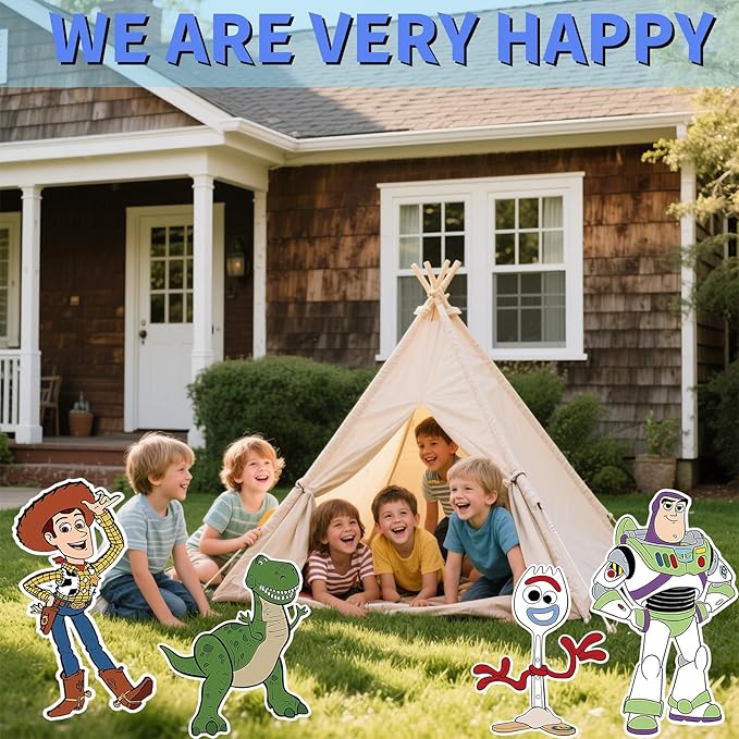 Toy Inspired Story Themed Happy Birthday Yard Signs, 7PCS Birthday Party Supplies Set with Stakes, Outdoor Lawn Party Decor for Unforgettable Celebrations Outdoor Yard Decorations Garden Party