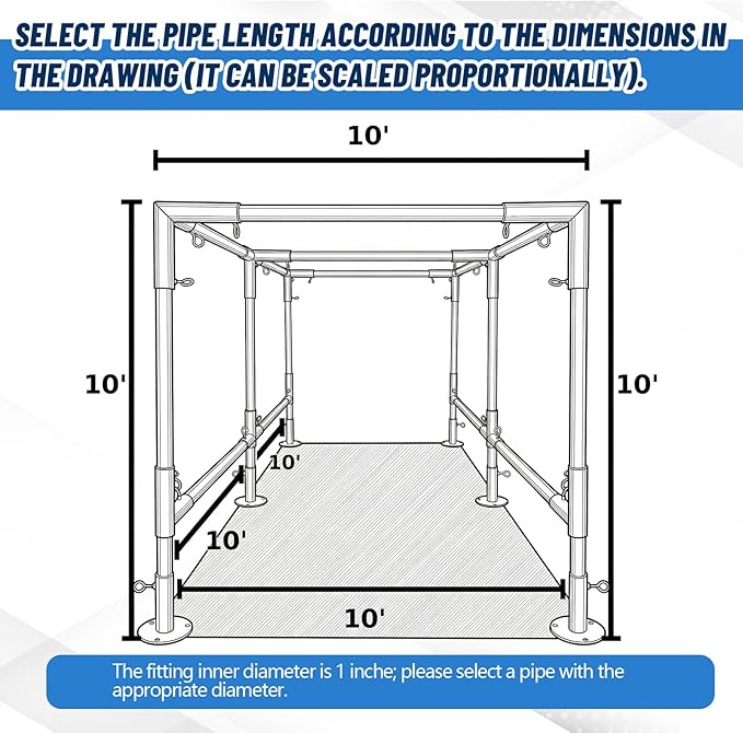 Frienda Flat-Top Canopy Fittings Connects 1" Pipes, 6-Leg Flat-Top Carport Frame Connectors Kit DIY Project for Low-Slope Roof Carport, Shed, Gazebo, Greenhouse, Shelter Deck, Pipes Not Included