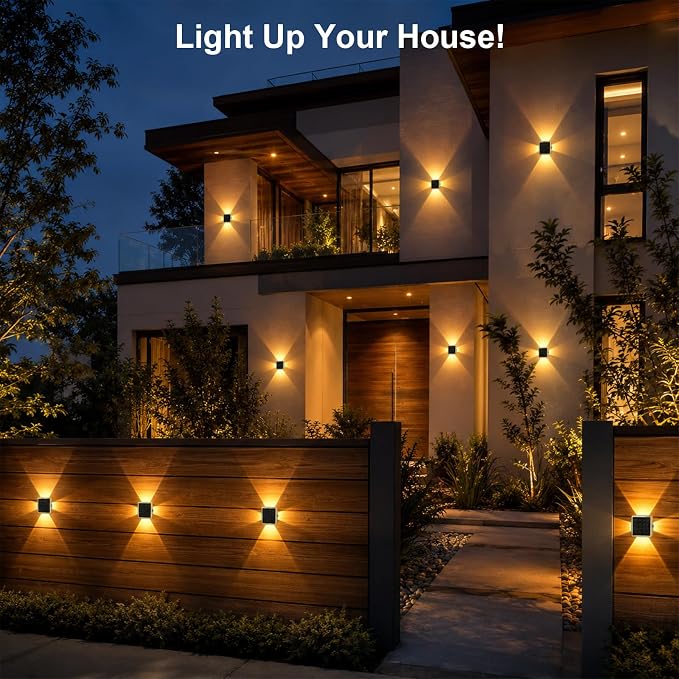 AUDLES Solar Fence Lights Outdoor, New 4-Sided Lighting Wall Lights Solar Powered with 3 Modes 3000K 4000K 6000K, IP65 Waterproof Solar Light for Patio Pathway Deck Backyard Decor-12 Pack