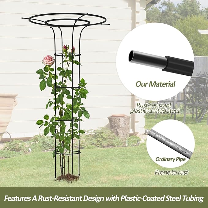 Trellis for Climbing Plants Outdoor - 69"(H), Expandable and Rust-Proof Metal Plant Support, Mushroom Top Trellis for Climbing Plants,Garden Trellis for Potted Roses, Vines, Jasmine(2Pack)