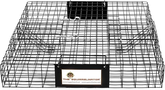 Rugged Ranch 2‑Pack Squirrelinator Multi‑Catch Squirrel Trap, Wire Cage, 24.5"x24.5"x5" Each - Live Catch‑and‑Release, 2‑Door Humane Rodent Control, No‑Poison Outdoor Use, Trap Only