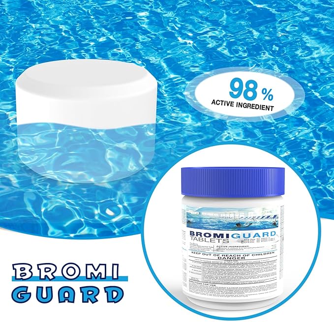 Bromine Tablets for SPA Hot Tub 1lb Brominating Tablets Booster Eliminates Bacteria Algae Soft Water Feel No Chlorine Odor Chemical Sanitizer Chlorine Alternative