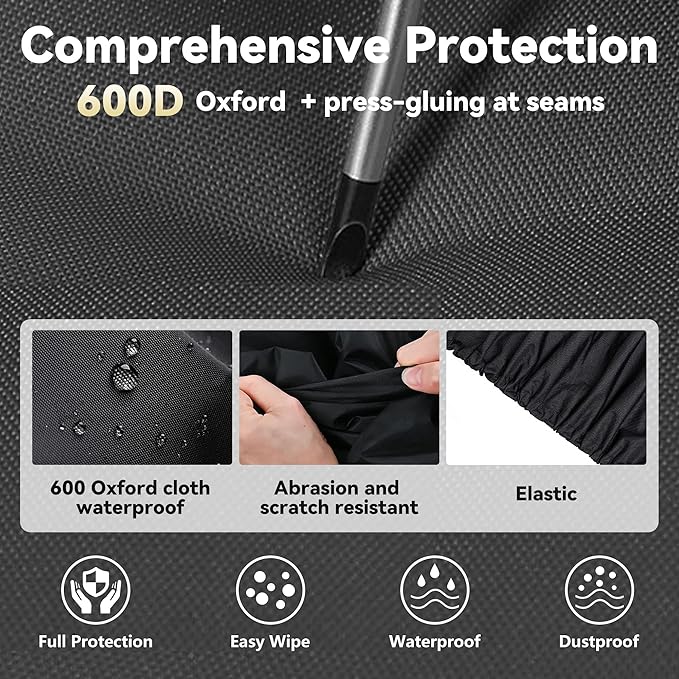 6x4 Ft Durable Slooping Roof Shelter Cover Pressure Rubberized Oxford Cloth, Sun, Dust, Rain and Leaf Resistant with 8 Silicone Protective Corners (Black)