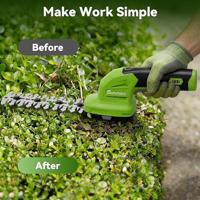 2 in 1 Hedge Trimmer Cordless, 7.2V Electric Grass Cutter Hedge Shears, Handheld Shrub Bush Trimmer, Lightweight Grass Shears, Rechargeable Yard Tool Battery and Type-C Cable, Gifts for Father Day Dad