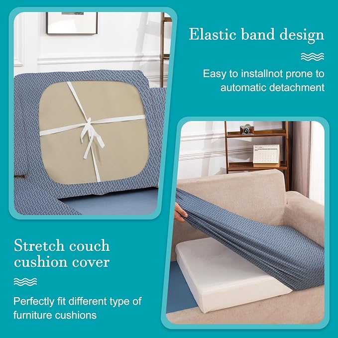 14Pcs Stretch Patio Cushion Covers,Outdoor Couch Covers Replacement,Outdoor Couch & Sofa Slipcovers,for Patio Furniture Cushion Covers,Washable Reusable Furniture Protector (West Lake Blue,Cover Only)