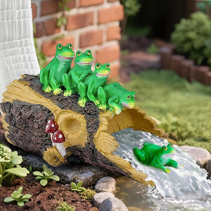 Teaeeno Frog Gutter Downspout Statue,Garden Gutter Downspout Extension,Outdoor Drain Decor,Frog Statue,Home Garden Décor Accents,Splash Block Diverter,Perfect Rain Diverter for 3"x4" Downspout(Green)