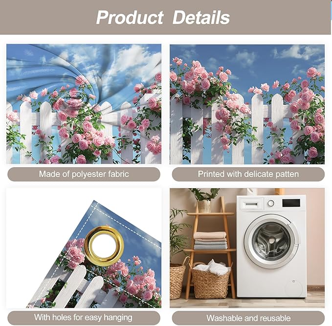 6 * 13FT Summer Garage Door Cover Decorations Rose Garage Door Banner for Outdoor Indoor Summer Party Photography Backdrop