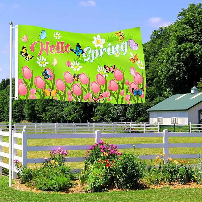 2Pcs Seasonal Garden Flag 3 x 5 ft Spring Summer Yard Flags for Outside Double Sided Holiday Flag Banner with Grommets Welcome Spring Summer Flag for Garden Home Farmhouse Indoor Outdoor Decorations