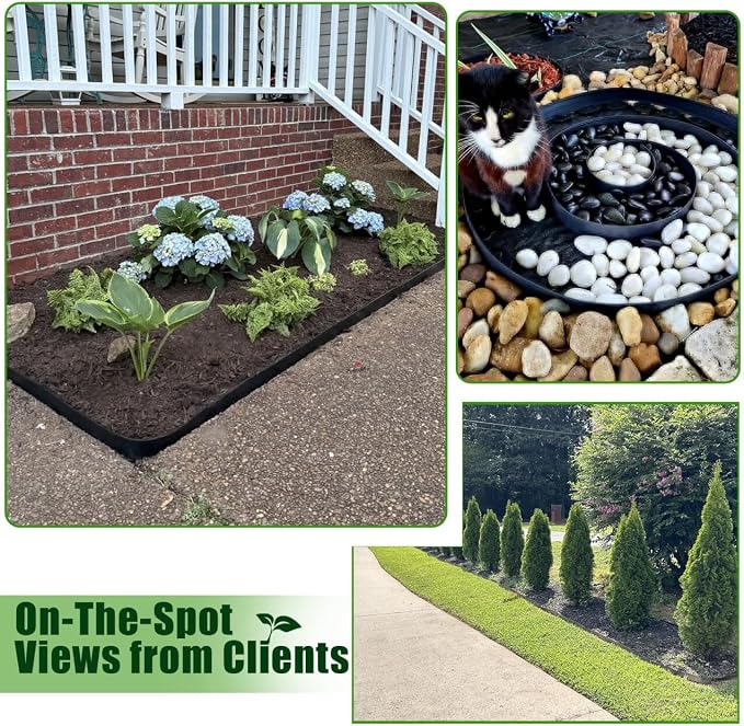 A ANLEOLIFE 60FT Plastic Landscape Edging, 2" Tall No-Dig Black Garden Border with 72 Spikes, Heavy-Duty Flexible Lawn Coil, Grass Barrier & Easy Install