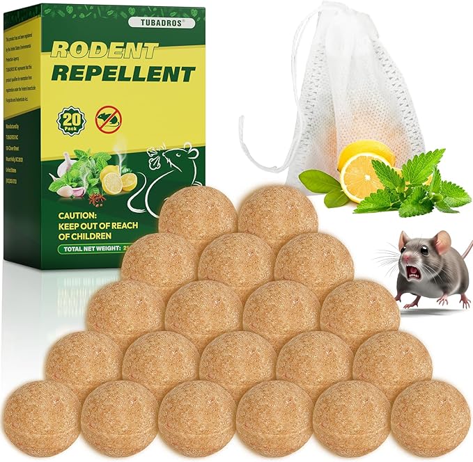 Rodent Repellent, Peppermint Oil Moth Ball to Repel Mice and Rats, Mouse Repellent, Mice Repellent, Rat Repellent, Rodent Repellent for Cars,Garden, Indoor Use (1 Count (Pack of 20))