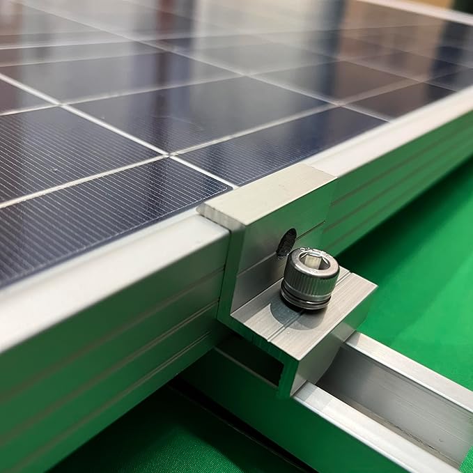 Solar Panel Mounting Brackets, Roof Mount Kit, Rails and Clamps Included for Thickness 1.18”-1.38”,2pcs in A Row Assembly on Tin, Flat and Sheet Rooftop, Aluminum Alloy