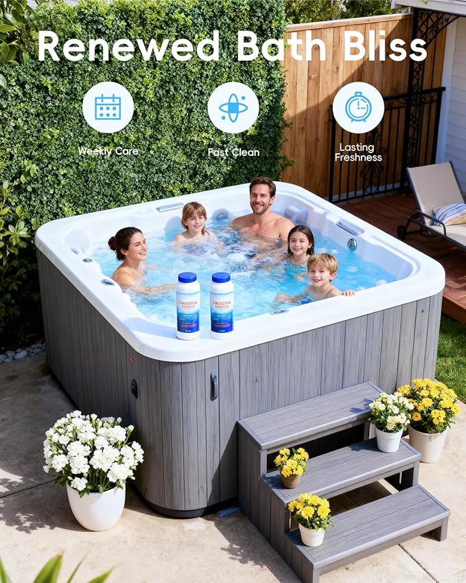 POOLHOUR 32 Oz Non-Chlorine Oxidizing Shock for Hot Tub, Oxidizer for Spas and Swimming Pools, Hot Tub Shock, 2 Pack