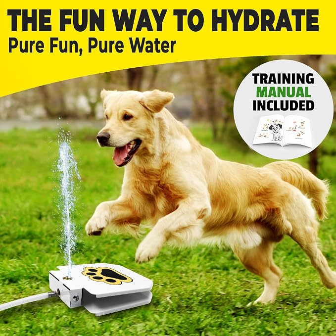 Trio Gato's Outdoor Dog Water Fountain Step On, Dog Sprinkler Paw Activated, Drinking Pet Dispenser, Provides Fresh Water, Sturdy, Easy to Use