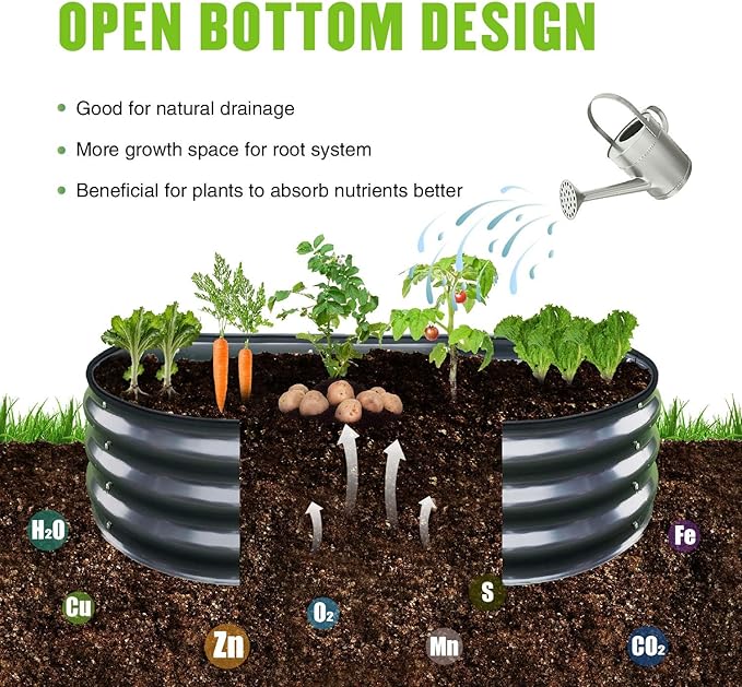 GrowHaus 4x2x1ft Galvanized Raised Garden Bed, Planter Boxes Outdoor Metal Garden Beds for Planting Vegetables Flowers Herbs Dark Gray 2 Pack