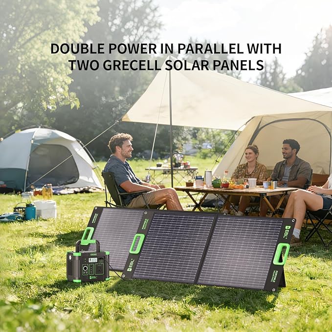 EBL 1000W Portable Power Station With 2x 100W Solar Panels, 999Wh Backup Lithium Battery, Pure Sine Wave AC Outlet, 60W PD Fast Charge Solar Generator Set for Outdoor Emergency Camping Travel Off-grid