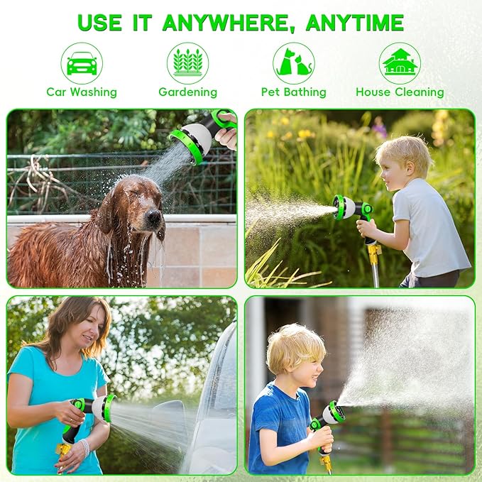 Junredy 50FT Garden Hose Stainless Steel, Heavy Duty Flexible Metal Water Hose with 10-Function Nozzle, Lightweight & No-Kink Garden Hose, Durable Solid Fittings for Lawn, Car, RV, Outdoor Watering