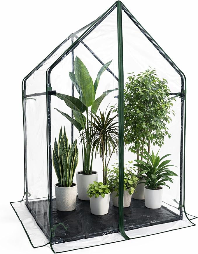 Gardzen Mini Greenhouse with Waterproof Bottom, Portable Green House with Strong Metal Frame, Small Green House with Zipper Door for Outside and Inside Use, 36.2"(L) x36.2(W) x59.5(H)