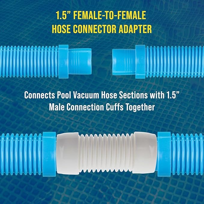 U.S. Pool Supply Hose Connector Adapter, 1.5" Female to Female Fitting, Connects Male Cuff Vacuum Hose Sections, Automatic Pool Cleaners - Replacement Compatible Kreepy Krauly K21241B
