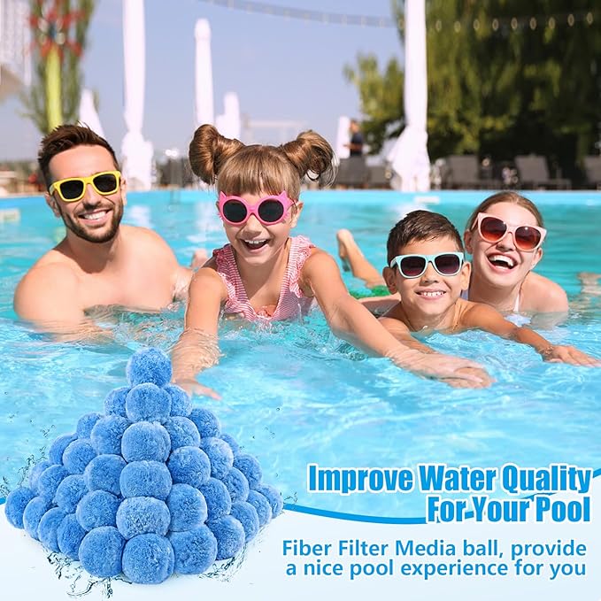 MJZ Pool Filter Balls for Sand Filter, 1.54 Lbs Reusable Sand Filter Balls for Swimming Pools, Efficient Eco-Friendly Polysphere Pool Filtration Balls, Pool Filter Balls Media for Sand Pump(Blue)