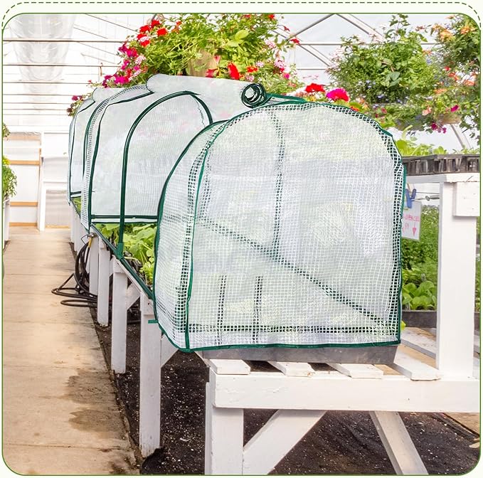 GlikCeil 2 Pcs 47" l x 21" W x 24" H Greenhouse Cover Portable Mini Outdoor Indoor Tabletop Greenhouse for Healthy Plants, Raised Garden Beds, Vegetable Rows, Include Frame and Cover