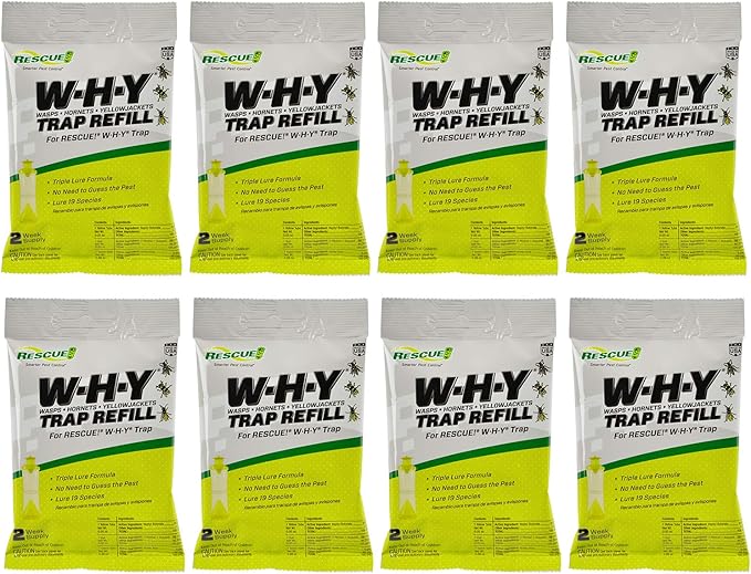RESCUE! Non-Toxic Wasp, Hornet, Yellowjacket Trap (WHY Trap) Attractant Refill - 2 Week Refill - 8 Pack