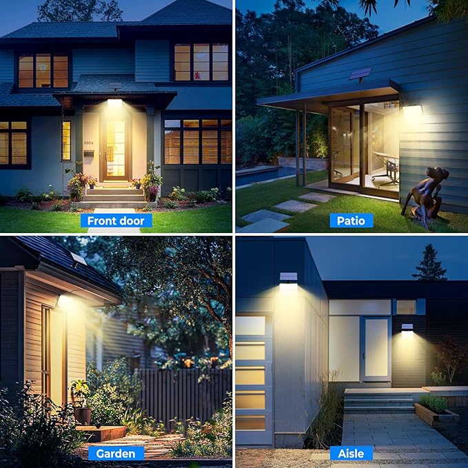 Peasur Solar Motion Lights Outdoor, 318 LED Solar Security Light with 3 Modes, IP65 Waterproof Powered Flood Lights for Outside Garden Garage Yard Backyard (Warm White)