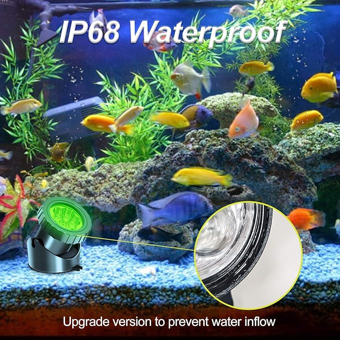 T-SUN Solar Pond Lights, 3-in-1 Color Changing Submersible Pond Lights, IP68 Waterproof Underwater Fountain Light for Garden, Pond, Pool Decoration