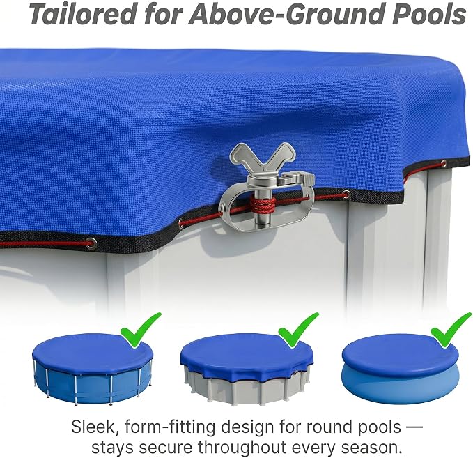 [Ultra Thick] 21FT Round Winter Pool Covers for Above Ground Pool Covers Easy Install 195GSM 500D,UV & Tear Resistant, Upgraded Heavy-Duty Winch, Reinforced Edges,Extra 4Ft Overlap