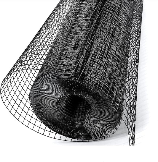 Black Hardware Cloth 1/2 in 48 in x 100.1 ft 19 Gauge - Chicken Wire Fencing, PVC Vinyl Coated Hardware Cloth, Mesh Garden Fencing Welded Wire Mesh Roll & Wire Cloth Gopher Wire
