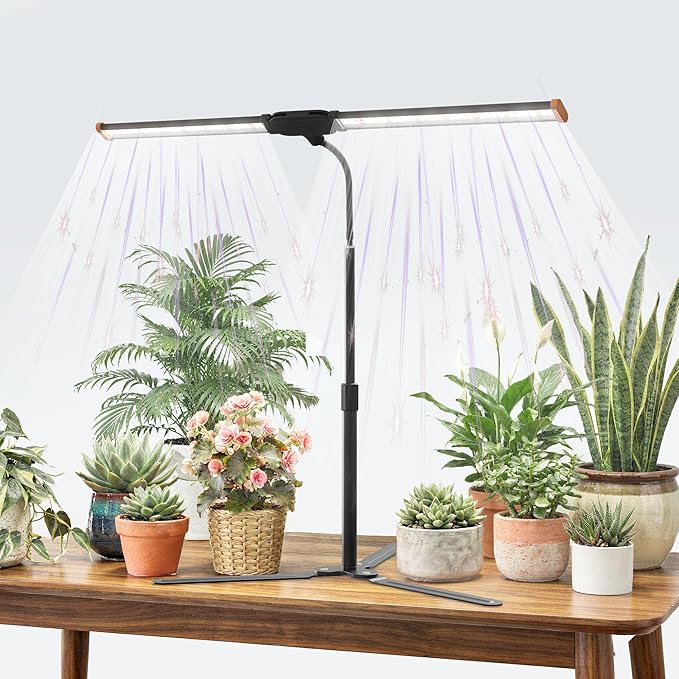 Grow Lights for Plants Growing,6000K White Full Spectrum Plant Lamp with Red Blue LED for Pot Succulents Seeds, Light Strip Foldable & Height Extendable 9-25'', Auto Timer 4 8 12Hrs