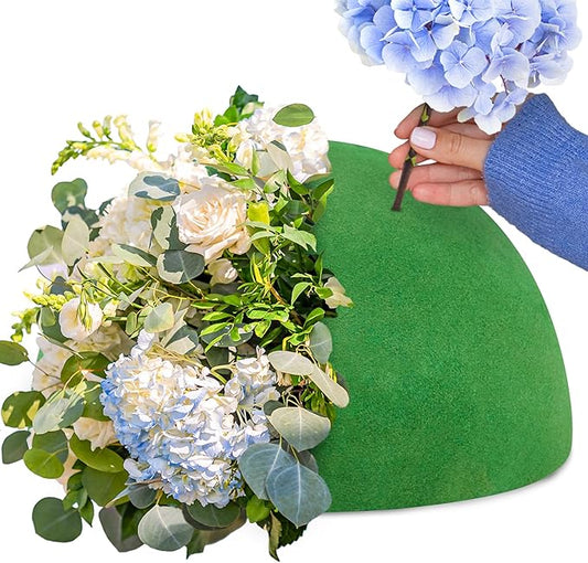 Max Shape Floral Foam Half Ball 7.48" for Floral Arrangements, Round Floral Foam Half Balls Green, Wet Flower Foam for Fresh Flowers