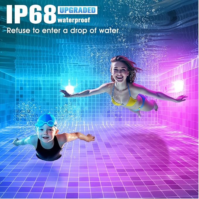 Rechargeable Submersible Pool Lights with Remote, 5000mAh Underwater Led Pool Light for Above Ground Pool Lights Waterproof, 9 Modes Color Changing Magnetic Swimming Inground Pool Lights-2PC
