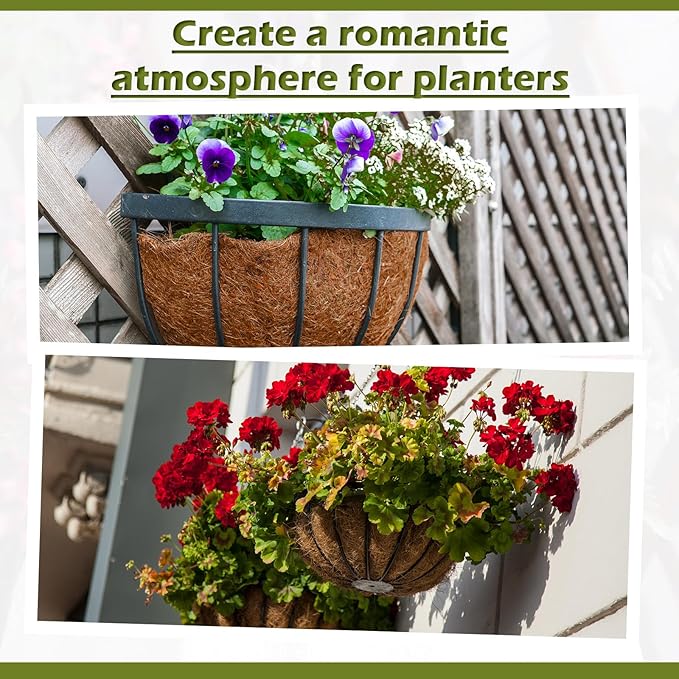 Gerrii 8 Pcs 24 Inch,20 Inch Coconut Liners for Hanging Baskets Coco Liners for Planters Natural Round Coconut Coco Planter Basket Coir Liner for Hanging Basket Flowers/Vegetables