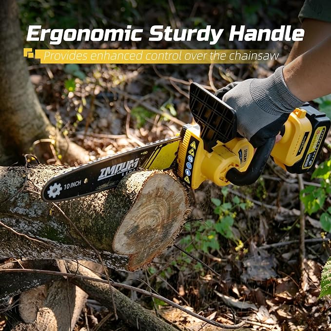 10-Inch Pole Saws for Tree Trimming, 1000W Brushless Mini Chainsaw with 14.6FT Max Reach, 3.0Ah Battery Powered Tree Trimmer Electric Pole Saw, Tool-Free Chain Tension, Auto Oiler, 180°Pivoting Head
