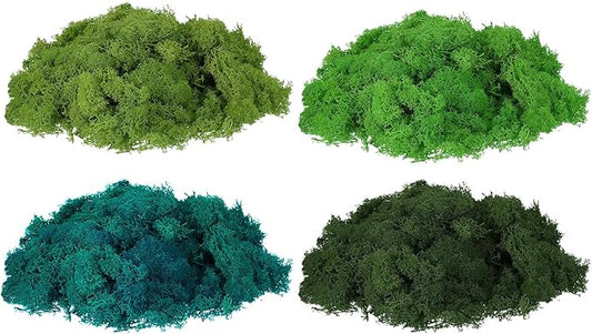 uxcell Preserved Reindeer Moss, 14oz Fake Moss for Crafts Artificial Dried Lichen for Decoration Terrariums Potted Plants, Mix Green