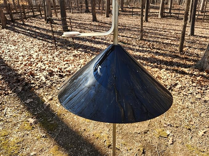 Squirrel Baffle,19-Inch Squirrel Baffle for Bird Feeder Pole,Squirrel-Proofs for Outdoor Shepherd's Hooks，Outside Pole Mount Squirrels Guard (Black)