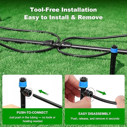2026 Upgrade 230FT Quick-Connect Drip Irrigation System Kit with 1/4” & 1/2” Fast-Lock Tubing, Adjustable Emitters & Sprinklers for Garden & Greenhouse
