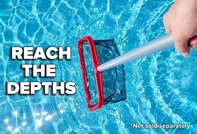 Swimming Pool Pole - 12 Feet Aluminum Telescopic Pool Pole for Cleaning // Telescoping Pool Extension Pole // Adjustable Brush, Skimmer, Vacuum Pool Cleaning Stick for Inground & Above Ground Pools