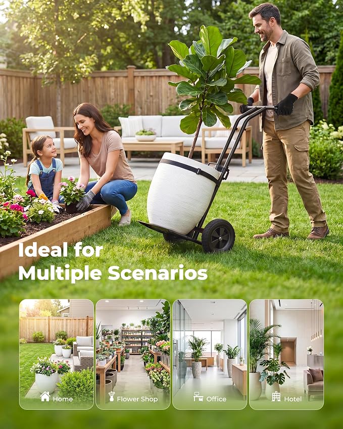 Brightown-Plant-Caddy-with-Wheels Heavy Duty, Ergonomic Plant Dolly for Elderly Gardeners with Adjustable Grabbing Arm,200 Lbs Capacity,All-Terrain Wheels,with Strap & Gloves for Indoor Outdoor, Black | Plant Caddy with Wheels Heavy Duty, 200 Lbs Capac...