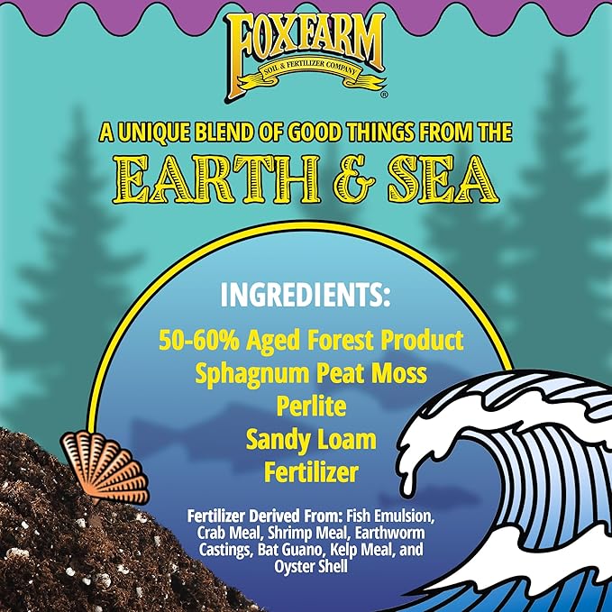 FoxFarm Ocean Forest Potting Soil with 2 Plant Tags, 1.5 cu ft – Light, Aerated Texture – for All Container Plants