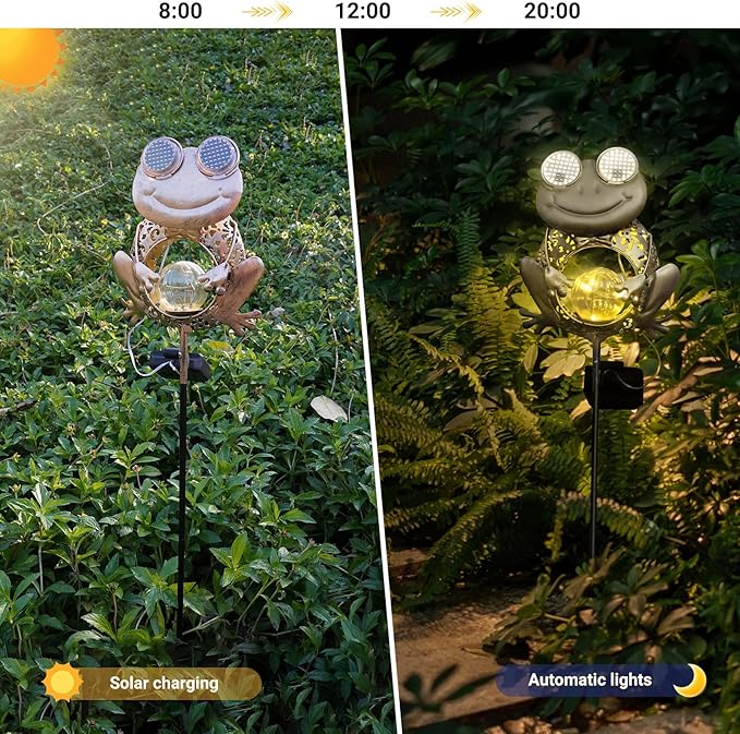 SRNPMIU Solar Lights Outdoor Decor, Solar Frog Yard Decorations Outdoor, Garden Decorative, IP65 Waterproof, Gifts for Women Mom, for Yard Patio Lawn Pathway Landscape