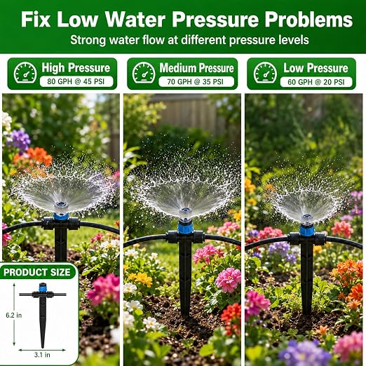 50 FT 1/2 Inch Drip Irrigation Tubing Kit:Premium Garden and Landscape Watering System-Drip Irrigation Hose with 2 Quick Connector 4-Way Connector,2 Quick Connector 6-Way Connector and Tube Cap