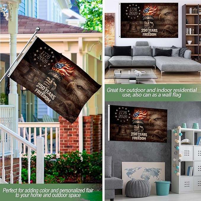250 Anniversary Usa Flag, Commemorative House Flags, Eagles House Flags, Two-sided Design 3x5 Ft 2