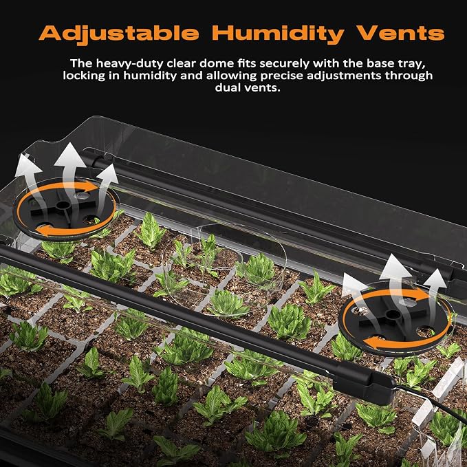 Patigrow 80-Cell Self-Watering Seed Starter Tray with Grow Light, Seed Starter Kit with 4.07” Humidity Dome, Indoor Seedling Starter Tray, Seed Starting Trays for Plant Germination, Seeds Growing