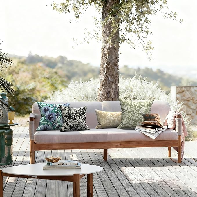 LVTXIII Outdoor Pillow Covers 20x20 Inch, 2 Pack Large Square Throw Pillow Cases, Fade-Resistant Cushion Covers for Patio Furniture Sofa, Garden Porch, Tropical Leaf Green