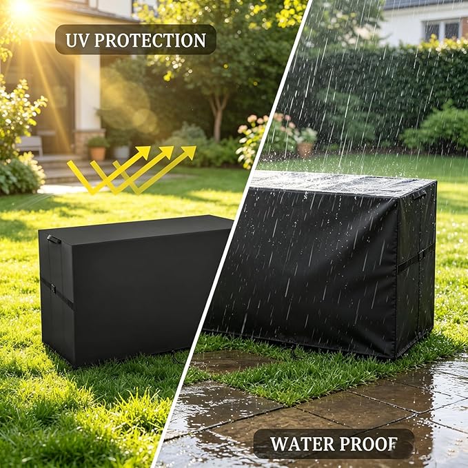 Outdoor Storage Box Cover for Yardgrace 270 Gallon Deck Storage Box, Heavy Duty Waterproof Resin Storage Bin Cover Universal Fit Deck Box Covers-57.9"L x 32.2"W x 33.7"H